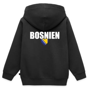 Bosnien Herzegowina Stolz Balkan Bosnische Flagge - Kinder Premium Organic Zip Hoodie - Schwarz - Hinten - AI Model Kid Male (0cm)