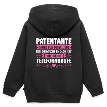 Patentante Taufe Taufpatin Geschenk - Kinder Premium Organic Zip Hoodie - Schwarz - Hinten - AI Model Kid Male (0cm)