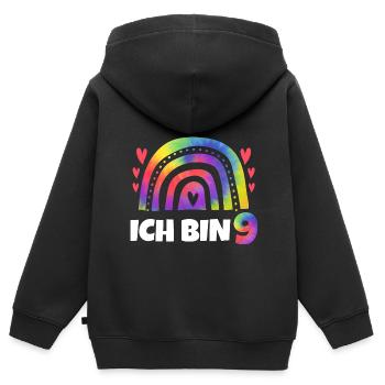 8.Geburtstag Regenbogen 8 Jahre alt Geschenk - Kinder Premium Organic Zip Hoodie - Schwarz - Hinten - AI Model Kid Male (0cm)