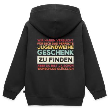 Jugendweihe Jugend Teenager Feier Geschenk - Kinder Premium Organic Zip Hoodie - Schwarz - Hinten - AI Model Kid Male (0cm)