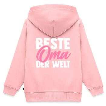 Oma Familie Enkelkind Geschenk - Kinder Premium Organic Zip Hoodie - Rosa - Hinten - AI Model Kid Female (0cm)