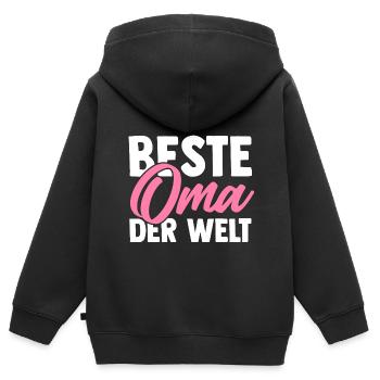 Oma Familie Enkelkind Geschenk - Kinder Premium Organic Zip Hoodie - Schwarz - Hinten - AI Model Kid Male (0cm)