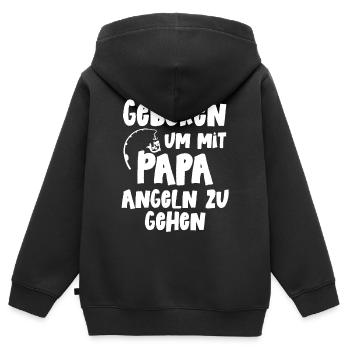 Geboren um mit Papa angeln zu gehen Baby Geburt - Kinder Premium Organic Zip Hoodie - Schwarz - Hinten - AI Model Kid Male (0cm)