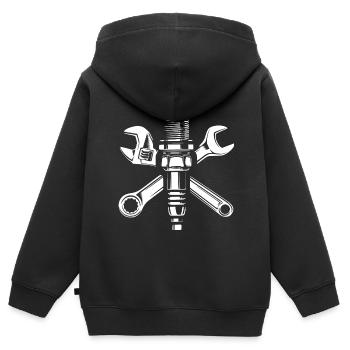 Screwdriver - Garage - Spark plug and keys - Kids Premium Organic Zip-up Hoodie - black - Back - AI Model Kid Male (0cm)