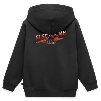 Lustiger Elektrischer Arbeiter-schädel - Kinder Premium Organic Zip Hoodie - Schwarz - Hinten - AI Model Kid Male (0cm)
