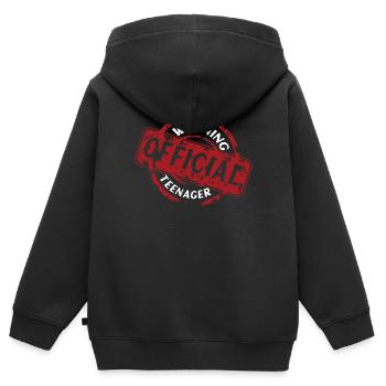 Une écriture cool qui avertit les adolescents officiels - Sweat Premium à capuche zippé enfant bio - noir - Dos - AI Model Kid Male (0cm)