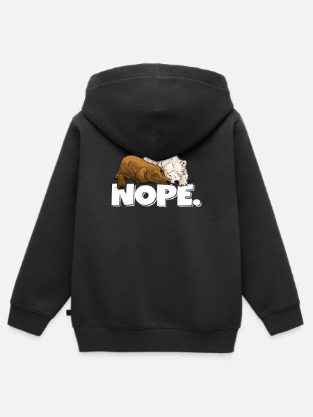 Font Nope Bären Schlafen - Kinder Premium Organic Zip Hoodie - Schwarz