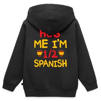 Humour Espagnol Je Suis À Moitié Espagnol - Sweat Premium à capuche zippé enfant bio - noir - Dos - AI Model Kid Male (0cm)