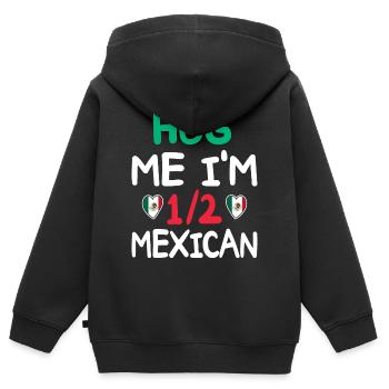 Humour Mexicain Je Suis À Moitié Mexicain - Sweat Premium à capuche zippé enfant bio - noir - Dos - AI Model Kid Male (0cm)