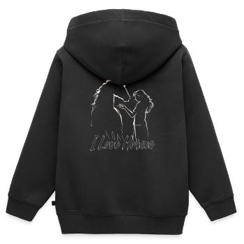 Fille dans une mission Cheval Fille - Sweat Premium à capuche zippé enfant bio - noir - Dos - AI Model Kid Male (0cm)