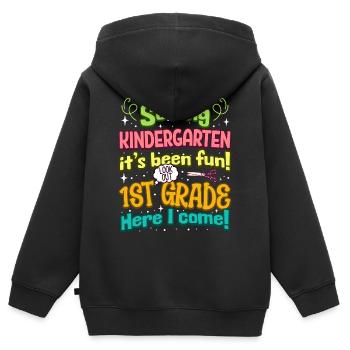 Fin De La Maternelle Rentrée Primaire Enfant - Sweat Premium à capuche zippé enfant bio - noir - Dos - AI Model Kid Male (0cm)