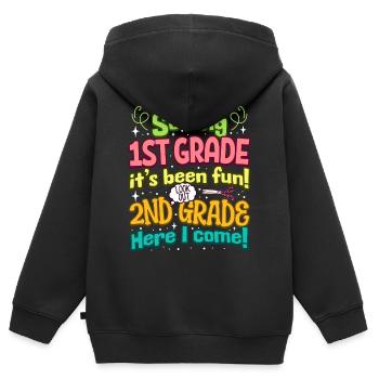 Fin Du CP Primaire CE1 Rentrée Enfant - Sweat Premium à capuche zippé enfant bio - noir - Dos - AI Model Kid Male (0cm)