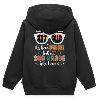 Fin Du CP Primaire CE1 Rentrée Enfant - Sweat Premium à capuche zippé enfant bio - noir - Dos - AI Model Kid Male (0cm)