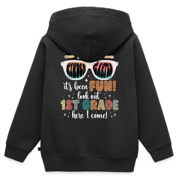 Fin De La Maternelle Rentrée Primaire Enfant - Sweat Premium à capuche zippé enfant bio - noir - Dos - AI Model Kid Male (0cm)