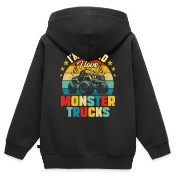 Monster Truck Car 7 Jahre Jubiläum - Kinder Premium Organic Zip Hoodie - Schwarz - Hinten - AI Model Kid Male (0cm)