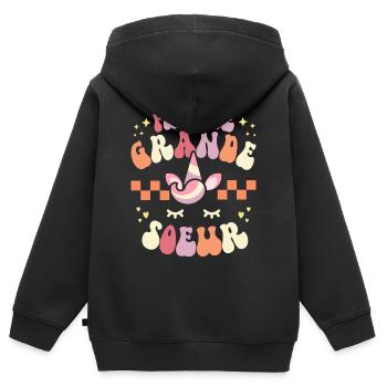Annonce Bébé Surprise 2024 Future Grande Soeur - Sweat Premium à capuche zippé enfant bio - noir - Dos - AI Model Kid Male (0cm)