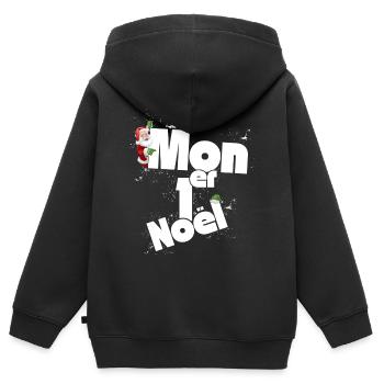 Mon premier Noel - Sweat Premium à capuche zippé enfant bio - noir - Dos - AI Model Kid Male (0cm)