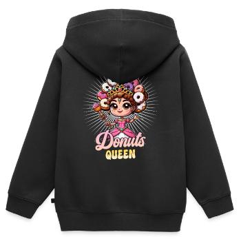 Reine Des Donuts Fille Aime Les Donuts - Sweat Premium à capuche zippé enfant bio - noir - Dos - AI Model Kid Male (0cm)
