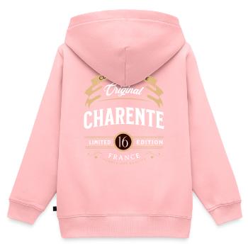Vintage Charente Département France - Sweat Premium à capuche zippé enfant bio - rose - Dos - AI Model Kid Female (0cm)