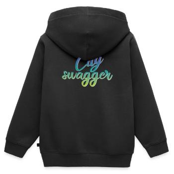 Design City Swagger - Sweat Premium à capuche zippé enfant bio - noir - Dos - AI Model Kid Male (0cm)