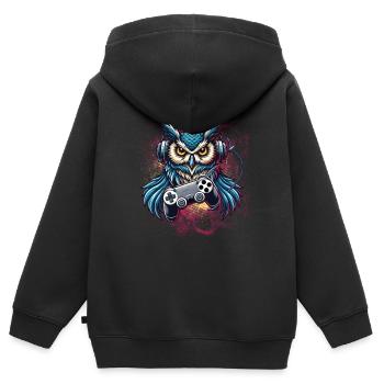 Verbessern Sie Ihren Stil Mit Unserer Gaming-eule - Kinder Premium Organic Zip Hoodie - Schwarz - Hinten - AI Model Kid Male (0cm)