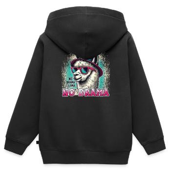 Sans stress avec notre Lama No Drama - Sweat Premium à capuche zippé enfant bio - noir - Dos - AI Model Kid Male (0cm)