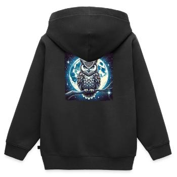 Verbessern Sie Ihren Stil Mit Unserer Eule - Kinder Premium Organic Zip Hoodie - Schwarz - Hinten - AI Model Kid Male (0cm)