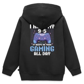 Play Controller Gaming I Hate Real Life - Kinder Premium Organic Zip Hoodie - Schwarz - Hinten - AI Model Kid Male (0cm)