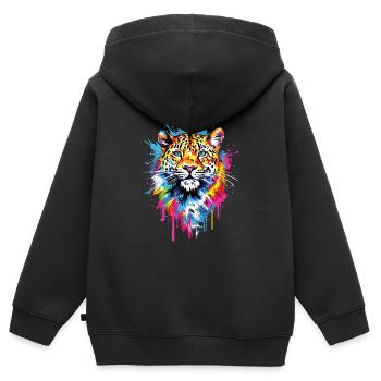 Wilder Tiger Großkatze Tigerkopf - Kinder Premium Organic Zip Hoodie - Schwarz - Hinten - AI Model Kid Male (0cm)