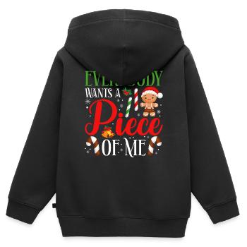Weihnachten Alle Wollen Ein Stück Von Mir! - Kinder Premium Organic Zip Hoodie - Schwarz - Hinten - AI Model Kid Male (0cm)