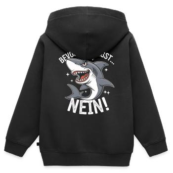 Requin Requin Requins Requin - Sweat Premium à capuche zippé enfant bio - noir - Dos - AI Model Kid Male (0cm)
