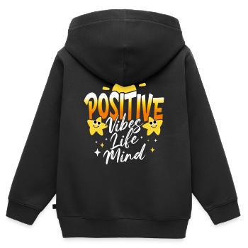 Optimiste Slogan Femme Positive - Sweat Premium à capuche zippé enfant bio - noir - Dos - AI Model Kid Male (0cm)