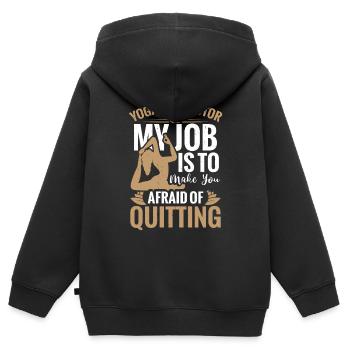 Yogalehrer: Meine Aufgabe Ist Es, Dir Angst Vor Q - Kinder Premium Organic Zip Hoodie - Schwarz - Hinten - AI Model Kid Male (0cm)