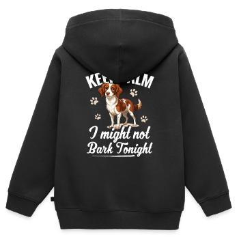 Hund Keep Callee, Ich Könnte Heute Nacht Nicht - Kinder Premium Organic Zip Hoodie - Schwarz - Hinten - AI Model Kid Male (0cm)