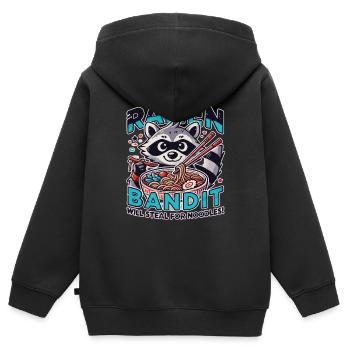 Raccoon ramen bandit : Volera pour les nouilles - Sweat Premium à capuche zippé enfant bio - noir - Dos - AI Model Kid Male (0cm)