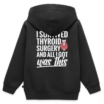 I survived thyroid surgery and - Kids Premium Organic Zip-up Hoodie - black - Back - AI Model Kid Male (0cm)