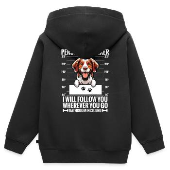 Personal Stalker : Je te suivrai partout où tu iras - Sweat Premium à capuche zippé enfant bio - noir - Dos - AI Model Kid Male (0cm)