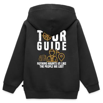 Voyager et avoir des connaissances ne fait pas de vous cela - Sweat Premium à capuche zippé enfant bio - noir - Dos - AI Model Kid Male (0cm)