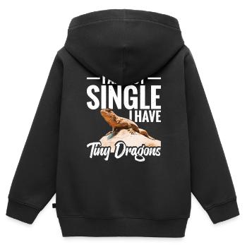 Ich Bin Nicht Alleinstehend, Ich Habe Winzige - Kinder Premium Organic Zip Hoodie - Schwarz - Hinten - AI Model Kid Male (0cm)