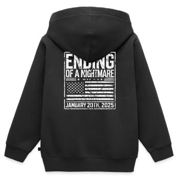 Ende Eines Albtraums, 20. Januar 2025 - Kinder Premium Organic Zip Hoodie - Schwarz - Hinten - AI Model Kid Male (0cm)