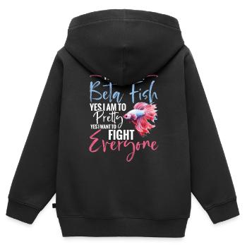Ja, Ich Bin Wie Ein Kampffisch. Ja, Ich Bin Hübsch - Kinder Premium Organic Zip Hoodie - Schwarz - Hinten - AI Model Kid Male (0cm)