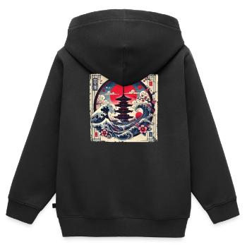 Traditionelle Japanische Pagode, - Kinder Premium Organic Zip Hoodie - Schwarz - Hinten - AI Model Kid Male (0cm)