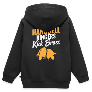 Handbell-klingler Treten In Messing - Kinder Premium Organic Zip Hoodie - Schwarz - Hinten - AI Model Kid Male (0cm)
