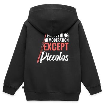 Alles In Maßen Außer Piccolos - Kinder Premium Organic Zip Hoodie - Schwarz - Hinten - AI Model Kid Male (0cm)