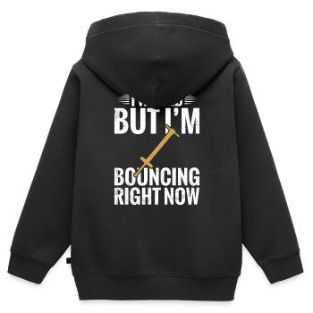 Pogo-stick: Ich Würde, Aber Ich Hüpfe Gerade - Kinder Premium Organic Zip Hoodie - Schwarz - Hinten - AI Model Kid Male (0cm)