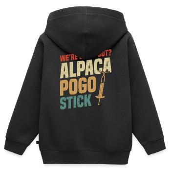 Wir Gehen Aus? Alpaka-pogo-stick - Kinder Premium Organic Zip Hoodie - Schwarz - Hinten - AI Model Kid Male (0cm)