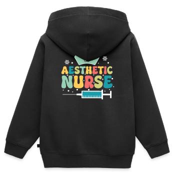 Infirmière esthétique Je ne suis pas une - Sweat Premium à capuche zippé enfant bio - noir - Dos - AI Model Kid Male (0cm)
