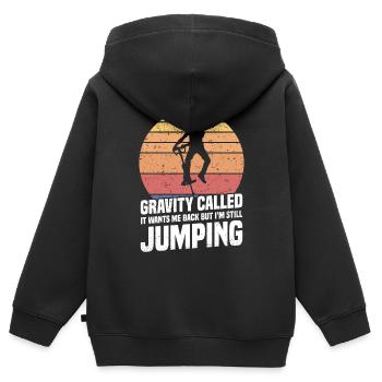 Pogo Stick: Die Schwerkraft Hat Es Genannt, Es - Kinder Premium Organic Zip Hoodie - Schwarz - Hinten - AI Model Kid Male (0cm)