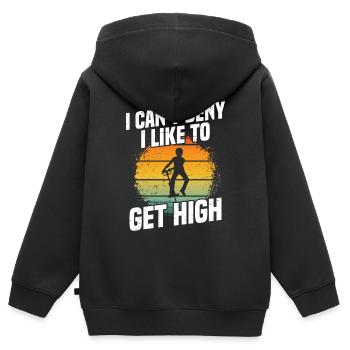 Pogo-stick „ich Kann Nicht Leugnen, Dass Ich Gerne - Kinder Premium Organic Zip Hoodie - Schwarz - Hinten - AI Model Kid Male (0cm)