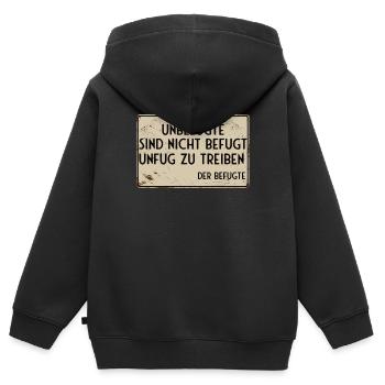 Les personnes non autorisées ne sont pas autorisées à faire des méfaits - Sweat Premium à capuche zippé enfant bio - noir - Dos - AI Model Kid Male (0cm)